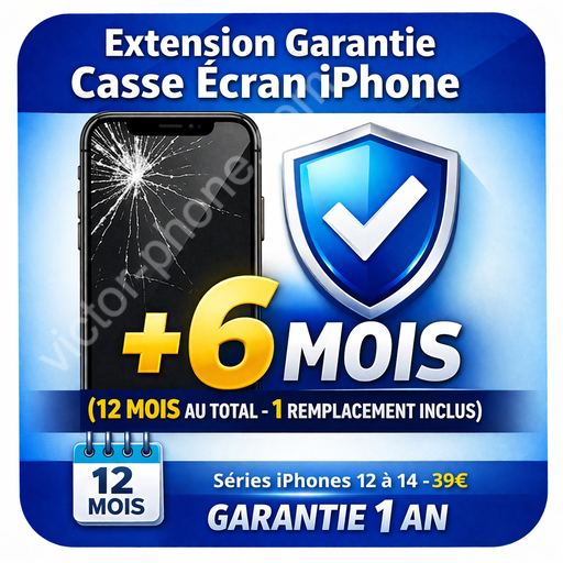 Extension garantie écran iPhone (Série 12 à 14) – 6 mois supplémentaires (Copie)
