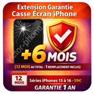 Extension garantie écran iPhone (Série 15 à 16) – 6 mois supplémentaires (Copie)
